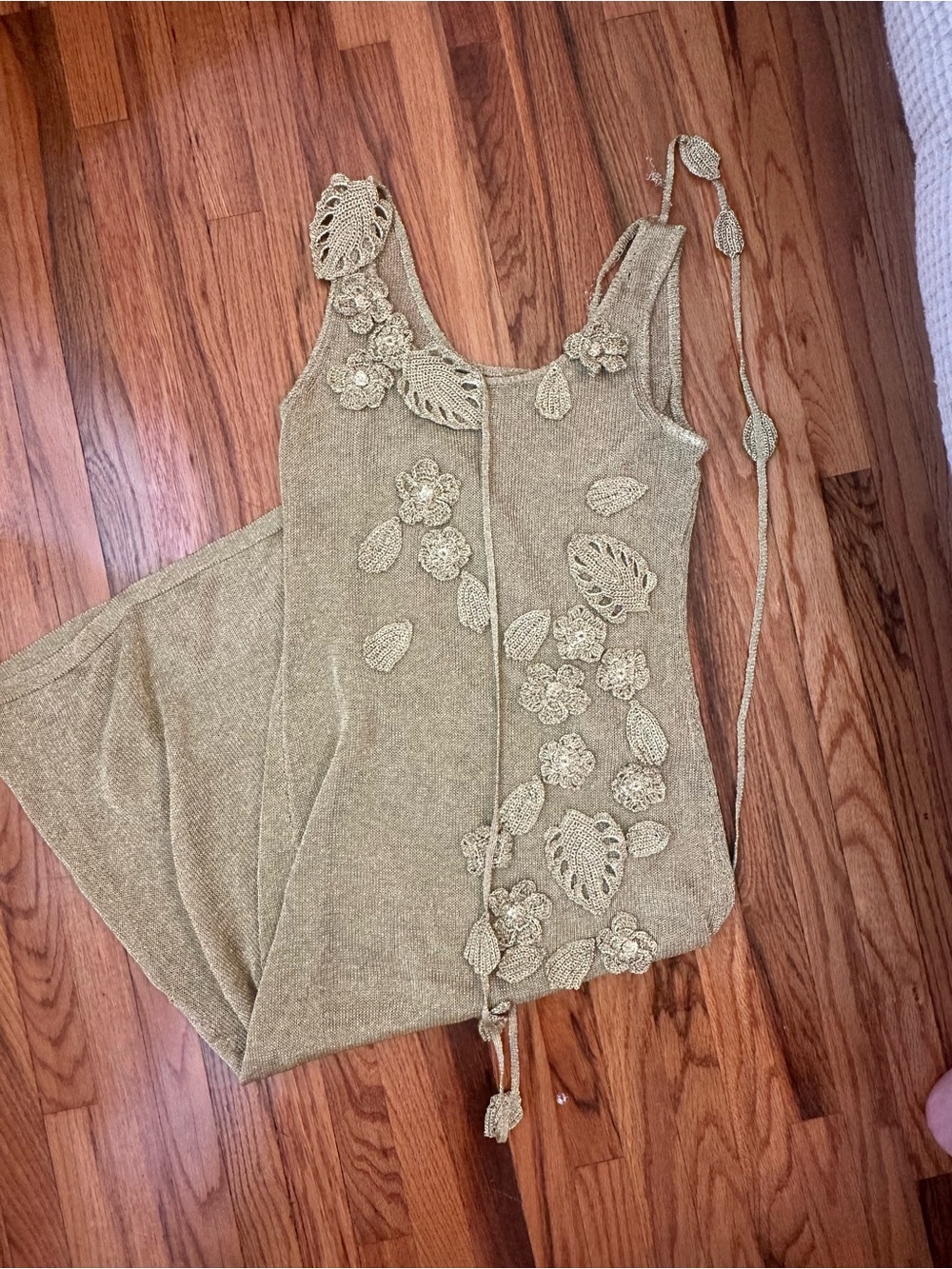 cult gaia gold pemma crochet dress